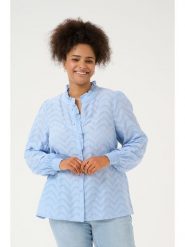 KAFFE curve Bluzka w kolorze błękitnym rozmiar: 42. Niebieskie bluzki damskie KAFFE curve, bez wzorów, z bawełny, bez kołnierzyka, bez ramiączek. Za 78.99 zł.