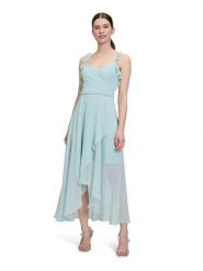 Vera Mont Sukienka w kolorze turkusowym rozmiar: 36. Niebieskie sukienki damskie Vera Mont, bez wzorów, z asymetrycznym kołnierzem, bez ramiączek, maxi, asymetryczne. Za 260.99 zł.