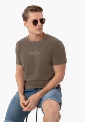 T-shirt z bawełny T-QUARTZ. Brązowe t-shirty męskie Volcano, m, bez wzorów, z bawełny, bez kołnierzyka. Za 59.99 zł.