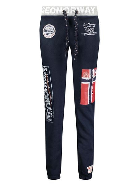 Geographical Norway Spodnie dresowe "Moliere" w kolorze granatowym rozmiar: M. Niebieskie spodnie dresowe damskie Geographical Norway, m, z aplikacjami, z dresówki. Za 76.95 zł.