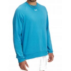 Bluza dresowa męska UNDER ARMOUR bawełna bez kaptura. Niebieskie bluzy bez kaptura męskie Under Armour, bez wzorów, z bawełny, bez kołnierzyka, bez ramiączek. Za 167.99 zł.