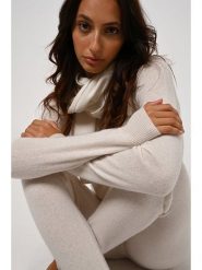 AUTHENTIC CASHMERE Kaszmirowy sweter "Etret" w kolorze kremowym rozmiar: L. Brązowe swetry klasyczne damskie AUTHENTIC CASHMERE, l, z kaszmiru, bez kołnierzyka. Za 206.42 zł.