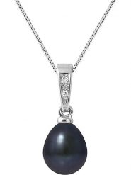 Pearline Złoty naszyjnik z diamentami i perłą w kolorze czarnym - dł. 42 cm rozmiar: onesize. Szare naszyjniki damskie Pearline, złote. Za 991.99 zł.