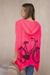 Bluza z nadrukiem roweru różowy neon. Czerwone bluzy z kapturem damskie KESI, l, z bawełny. Za 218.51 zł.