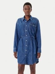 G-Star Raw Sukienka jeansowa D26814-D252 Granatowy Regular Fit. Niebieskie sukienki damskie G-Star Raw, s, bez wzorów, z bawełny, retro, bez kołnierzyka, bez ramiączek. Za 519.99 zł.