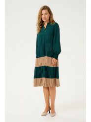 CULTURE Sukienka "Betty" w kolorze beżowo-zielonym rozmiar: S. Brązowe sukienki damskie Culture, s, bez wzorów, bez kołnierzyka, bez ramiączek, midi, rozkloszowane. Za 173.99 zł.