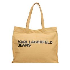 Torebka Karl Lagerfeld Jeans. Brązowe torebki klasyczne damskie Karl Lagerfeld Jeans, bez wzorów, z jeansu, bez dodatków. Za 189.99 zł.