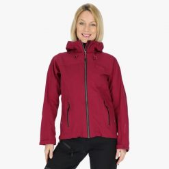 Kurtka damska trekkingowa wodoodporna Himalaya Shell Jacket. Czerwone kurtki przeciwdeszczowe damskie SWEDEMOUNT, bez kaptura. Za 899.99 zł.