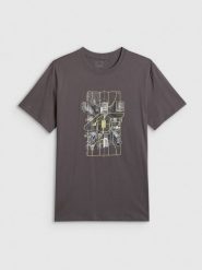 4F T-shirt regular z nadrukiem męski - szary L. Szare t-shirty męskie 4f, l, bez wzorów, z dzianiny, bez kołnierzyka. Za 69.99 zł.