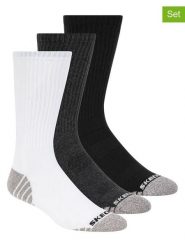Skechers Skarpety (3 pary) w kolorze antracytowo-czarno-białym rozmiar: 42-46. Białe skarpetki męskie Skechers, bez wzorów, ze splotem. Za 26.99 zł.