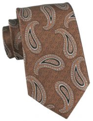 Elegancki Krawat Chattier - Brązowy z Wzorem Paisley. Brązowe krawaty i muchy męskie Chattier, bez wzorów, z tkaniny, eleganckie. Za 55.00 zł.
