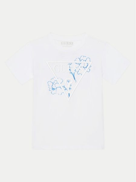 Guess T-Shirt L5GI09K 8HM4 Biały Regular Fit. Białe t-shirty chłopięce Guess, z aplikacjami, z bawełny, bez ramiączek. Za 69.99 zł.