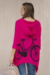 Bluza z nadrukiem roweru fuksja. Czerwone bluzy z kapturem damskie KESI, l, z bawełny. Za 218.51 zł.
