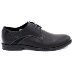 Lukas Eleganckie buty męskie 253LU czarne. Czarne buty wizytowe męskie na jesień, z jeansu, bez zapięcia. Za 367.89 zł.