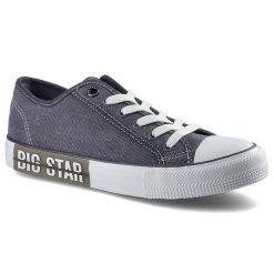 Granatowe Trampki Big Star Damskie Modne Obuwie. Niebieskie trampki i tenisówki damskie Big Star, bez wzorów, z denimu. Za 89.99 zł.