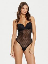 Guess Body O5RM04 KCLB0 Czarny Slim Fit. Czarne body damskie Guess, z aplikacjami, z syntetyku. Za 199.99 zł.