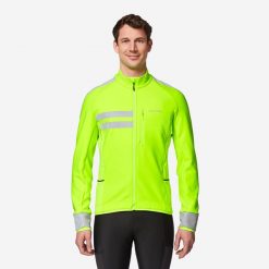 Kurtka zimowa na rower szosowy Van Rysel EDR Endurance EN17353. Żółte kurtki męskie VAN RYSEL, na zimę, s, bez wzorów, z materiału, sportowe, bez kaptura. Za 349.99 zł.