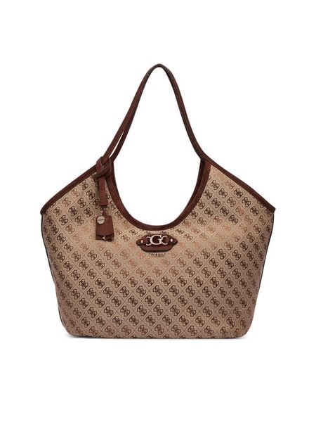 Guess Torebka Samantha HWJG23 13230 Brązowy jasny. Brązowe torebki klasyczne damskie Guess, z aplikacjami, z materiału, bez dodatków. Za 634.99 zł.