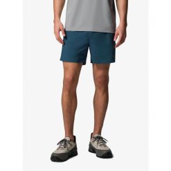 Spodenki męskie Columbia Stealth Spring Lined Short. Niebieskie szorty męskie Columbia, bez kołnierzyka. Za 230.99 zł.
