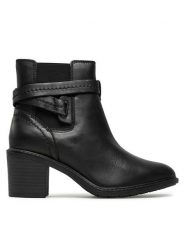 Clarks Botki Scene Star 261674624 Czarny. Czarne botki damskie Clarks, ze skóry, retro, bez obcasa, na słupku, bez zapięcia. Za 439.99 zł.