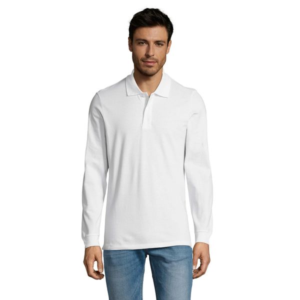 Męska Koszulka Polo Perfect Plain Pique Z Długim Rękawem. Białe koszulki męskie z długim rękawem SOL'S, m. Za 81.99 zł.