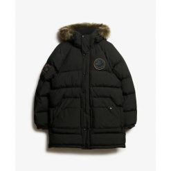 Długa kurtka Superdry Everest. Czerwone kurtki męskie Superdry., s, bez wzorów, z puchu, eleganckie, bez kaptura. Za 999.30 zł.