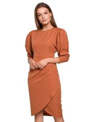 Stylove Sukienka w kolorze jasnobrązowym rozmiar: XXL. Brązowe sukienki damskie Stylove, xxl, bez wzorów, bez kołnierzyka, bez ramiączek, mini. Za 157.99 zł.