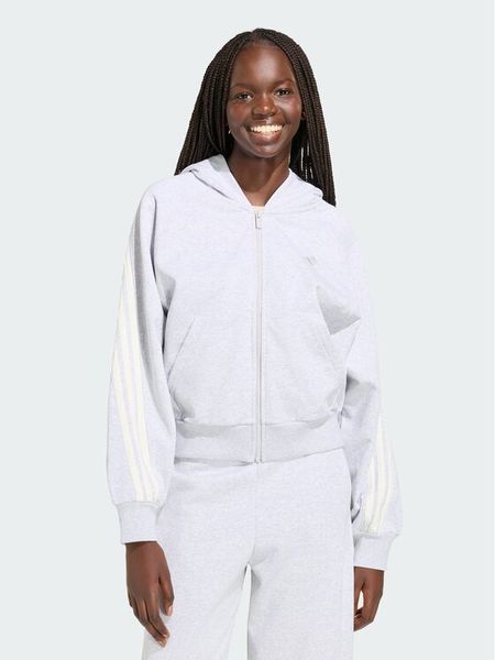 Adidas Bluza Kit 3-Stripes Full Zip Hoodie KV9879 Szary Regular Fit. Szare bluzy bez kaptura damskie Adidas, l, z bawełny. Za 281.99 zł.