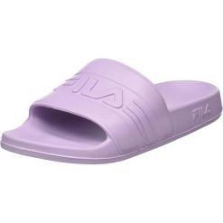 Klapki damskie Fila Jetspeed. Fioletowe klapki damskie Fila, bez wzorów, bez obcasa. W wyprzedaży za 77.00 zł.
