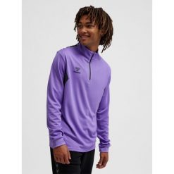 Bluza dresowa 1/2 zip Hummel Authentic. Fioletowe bluzy bez kaptura męskie HUMMEL, bez wzorów, z dresówki, sportowe, bez kołnierzyka, bez ramiączek. Za 236.50 zł.