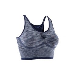 Stanik do jogi YOGA bezszwowy. Niebieskie biustonosze DOMYOS, bez wzorów, z elastanu. W wyprzedaży za 39.99 zł.