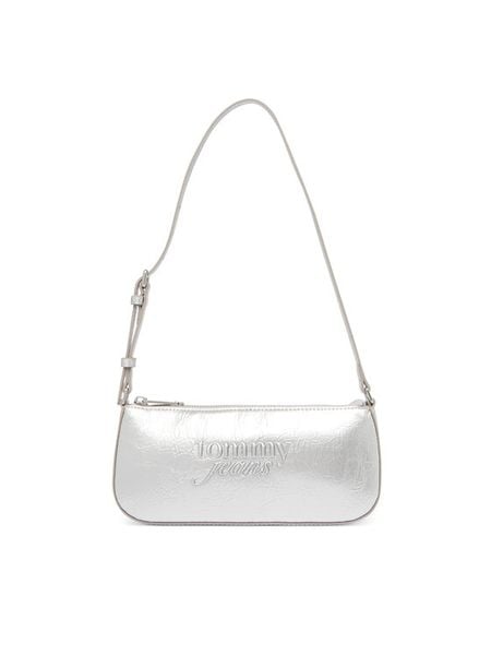 Tommy Jeans Torebka Tjw Must Metallic Shoulder Bag AW0AW18457 Srebrny. Szare torebki klasyczne damskie Tommy Jeans, bez wzorów, z jeansu, bez dodatków. Za 409.99 zł.