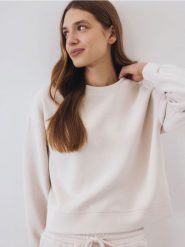 Bluza z dodatkiem modalu - beżowy. Brązowe bluzy bez kaptura damskie Reserved, l, z dzianiny. W wyprzedaży za 79.99 zł.
