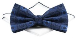 Mucha z Poszetką Chattier ZESTAW - Granatowa w Kwiaty. Niebieskie krawaty i muchy męskie Chattier, bez wzorów, z poliesteru, eleganckie. Za 59.00 zł.