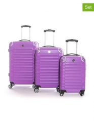 Geographical Norway 3-częściowy zestaw "Sourcing" w kolorze fioletowym rozmiar: onesize. Różowe walizki Geographical Norway, bez wzorów, z materiału. Za 347.99 zł.