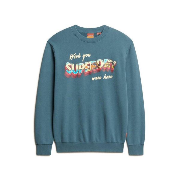 Wzorzysta bluza Superdry Travel Postcard. Niebieskie bluzy bez kaptura męskie Superdry., s. Za 355.45 zł.