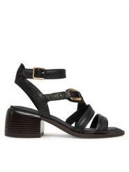 Clarks Sandały Morwyn Strap 26181243 Czarny. Czarne sandały damskie Clarks, bez wzorów, ze skóry, bez obcasa, na słupku. Za 289.99 zł.
