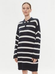 Tommy Hilfiger Sukienka dzianinowa WW0WW39931 Granatowy Relaxed Fit. Niebieskie sukienki damskie Tommy Hilfiger, xxs, bez wzorów, z dzianiny, bez kołnierzyka, bez ramiączek. Za 849.99 zł.