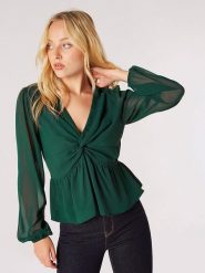 Apricot Bluzka w kolorze zielonym rozmiar: XL. Zielone bluzki damskie Apricot, xl, bez wzorów, bez kołnierzyka, bez ramiączek. Za 74.63 zł.