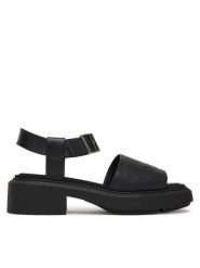 Calvin Klein Sandały Chunky Sandal Lth Mg HW0HW03131 Czarny. Czarne sandały damskie CALVIN KLEIN, bez wzorów, ze skóry, bez obcasa, na płaskiej podeszwie. Za 489.99 zł.