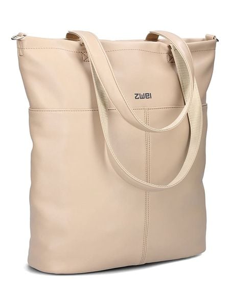Zwei Torebka "M145" w kolorze beżowym - 35 x 37 x 15 cm rozmiar: onesize. Brązowe shopper bag damskie Zwei, bez wzorów, z materiału, bez dodatków. Za 170.81 zł.
