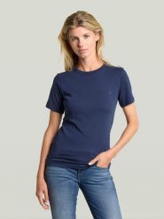 G-Star Koszulka w kolorze granatowym rozmiar: XL. Niebieskie bluzki damskie G-Star, xl, bez wzorów, z bawełny, retro, bez kołnierzyka, bez ramiączek. Za 95.95 zł.