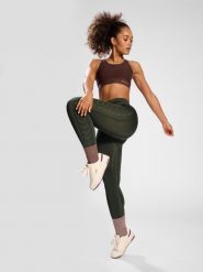 Damskie legginsy bezszwowe Hummel Shaping. Zielone legginsy sportowe damskie HUMMEL, na jesień, s, bez wzorów, z dzianiny, na fitness i siłownię. Za 168.00 zł.