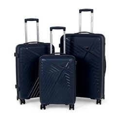 Zestaw walizek podróżnych twardych 3w1 Sapphire ST-3030P - granatowe. Niebieskie walizki SAPPHIRE, bez wzorów, z gumy, duże. W wyprzedaży za 358.00 zł.