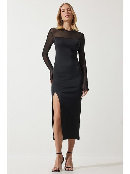 Happiness Istanbul Sukienka w kolorze czarnym rozmiar: 38. Czarne sukienki damskie Happiness Istanbul, bez wzorów, bez kołnierzyka, bez ramiączek, maxi. Za 126.15 zł.