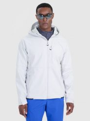 4F Kurtka softshell wiatroodporna membrana 10000 męska - szara XL. Szare kurtki męskie 4f, l, bez wzorów, z dzianiny, z kapturem. W wyprzedaży za 199.99 zł.