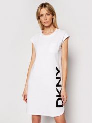 DKNY Sukienka dzianinowa P0RD1B2J Biały Regular Fit. Białe sukienki damskie DKNY, xs, bez wzorów, z dzianiny, bez kołnierzyka, bez ramiączek. Za 309.99 zł.