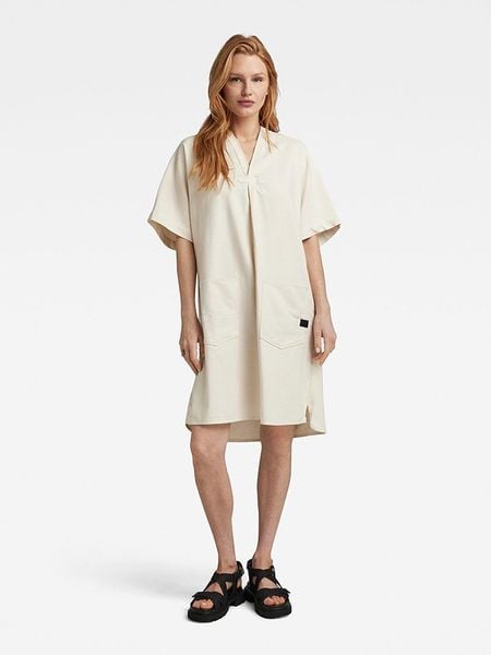 G-Star Sukienka w kolorze kremowym rozmiar: L. Brązowe sukienki damskie G-Star, l, bez wzorów, z bawełny, retro, bez kołnierzyka, bez ramiączek, midi. Za 174.43 zł.