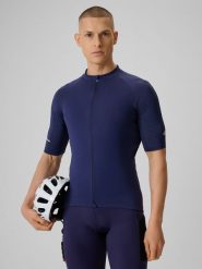 4F Koszulka kolarska męska - granatowa S. Niebieskie t-shirty sportowe męskie 4f, l, z włókna, bez ramiączek, rowerowe. Za 179.99 zł.