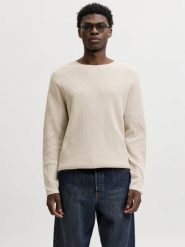 Jack & Jones sweter z dzianiny Mężczyźni Bawełna beżowy, XXL. Brązowe swetry męskie Jack & Jones, m, bez wzorów, z bawełny, bez kołnierzyka. Za 199.95 zł.
